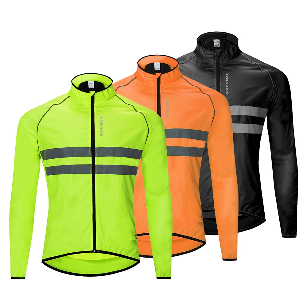 WOSAWE Ultralight Men\'s Cycling Windbreaker Reflective Jacket Windproof Bike Jacket Water Resistant MTB Road Bicycle Long Jersey