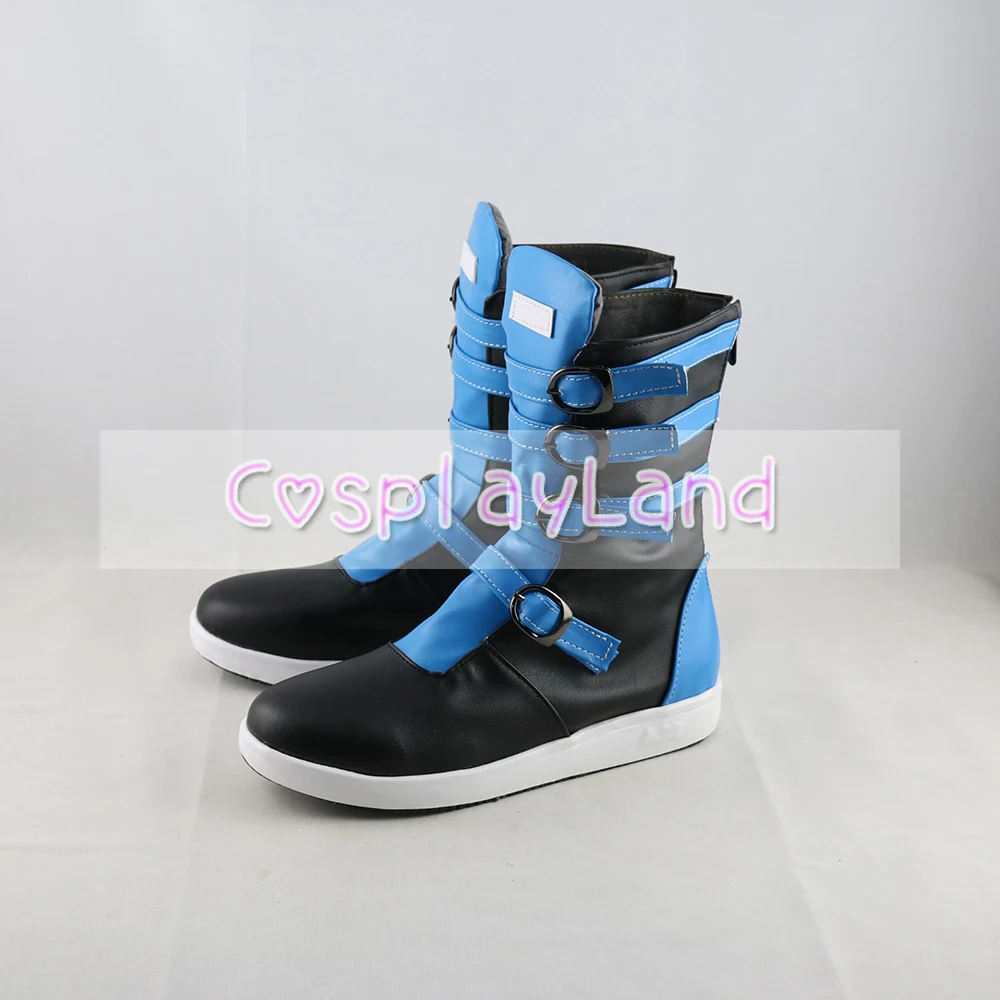 Twisted Wonderland Idia Shroud Cosplay Boots Shoes Blue Men Costume Customized Accessories Halloween Party Shoes