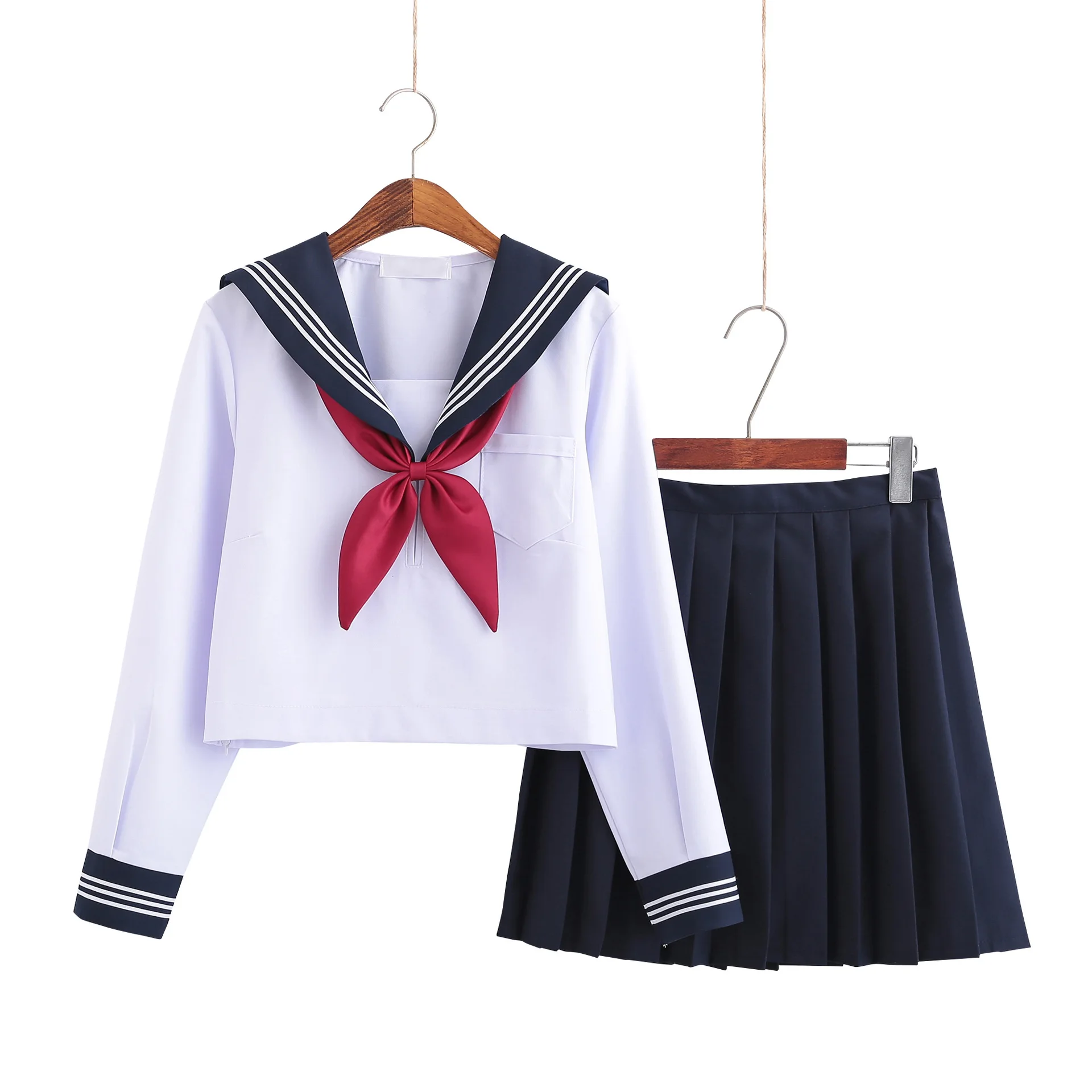 โรงเรียนสำหรับสาวสีขาวเสื้อแขนยาวผูกเน็คไท Navy SAILOR ชุดขนาดใหญ่-ขนาด S-5XL อะนิเมะรูปแบบสูงโรงเรียน JK