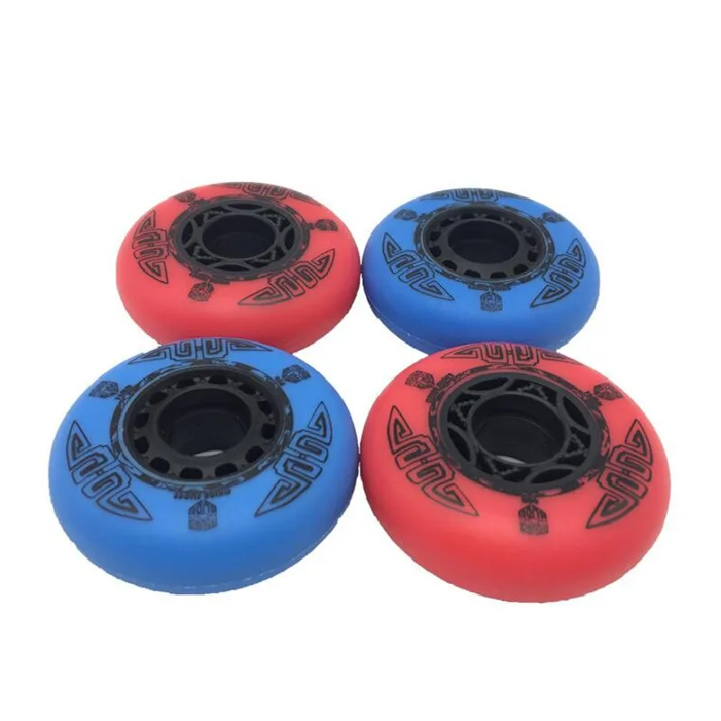 4pcs 90A Slide King Inline Skates Wheel with Red Blue 72 76 80 Roller Rodas 90 Duro 80mm Skating 52 Firestone Flint Spark ILQ-9