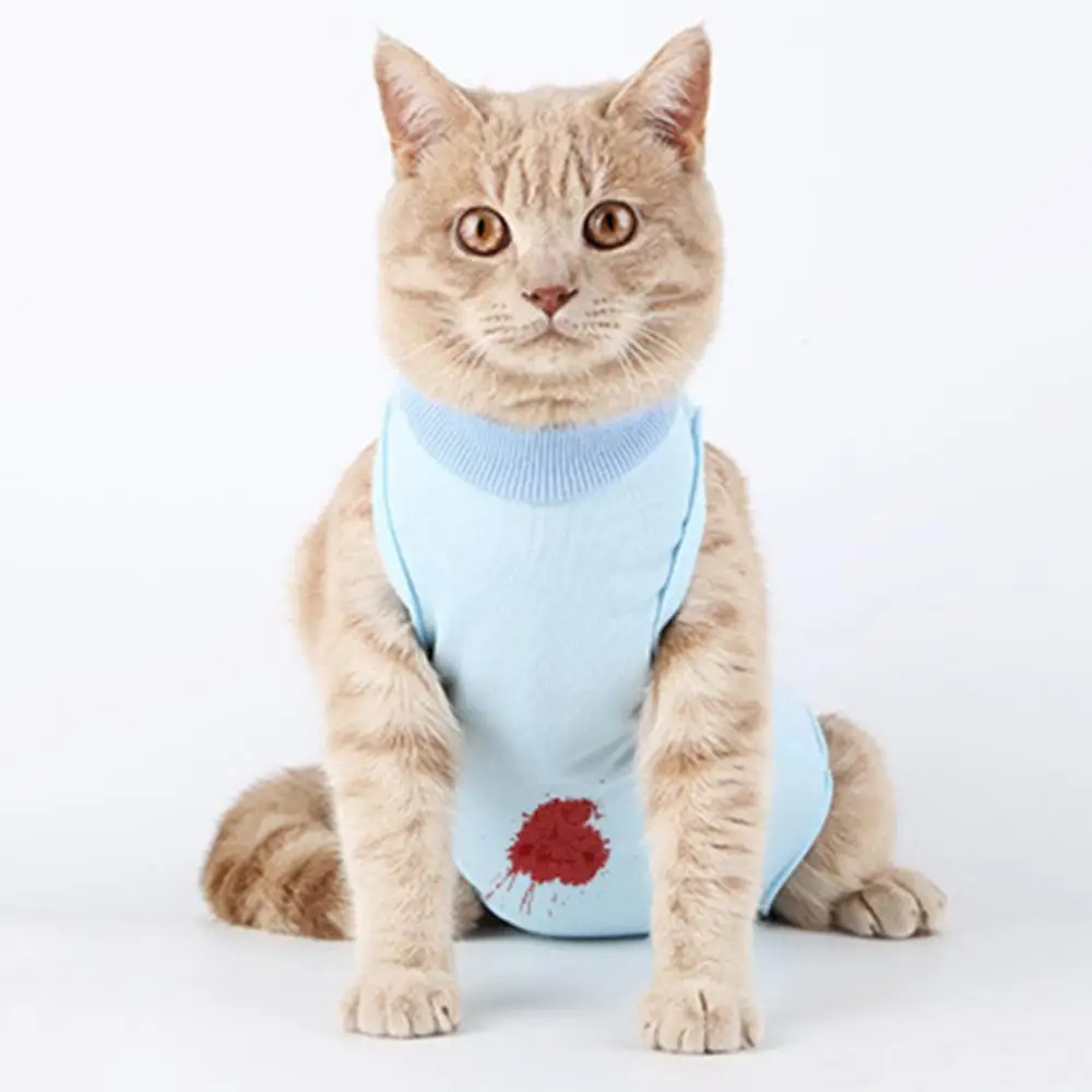 Cute  Pet Cat Recovery Weaning Soft Suit Breathable Elastic Sweatshirt Cat Sweater Pets Clothing Outfit Wound Protection Clothes