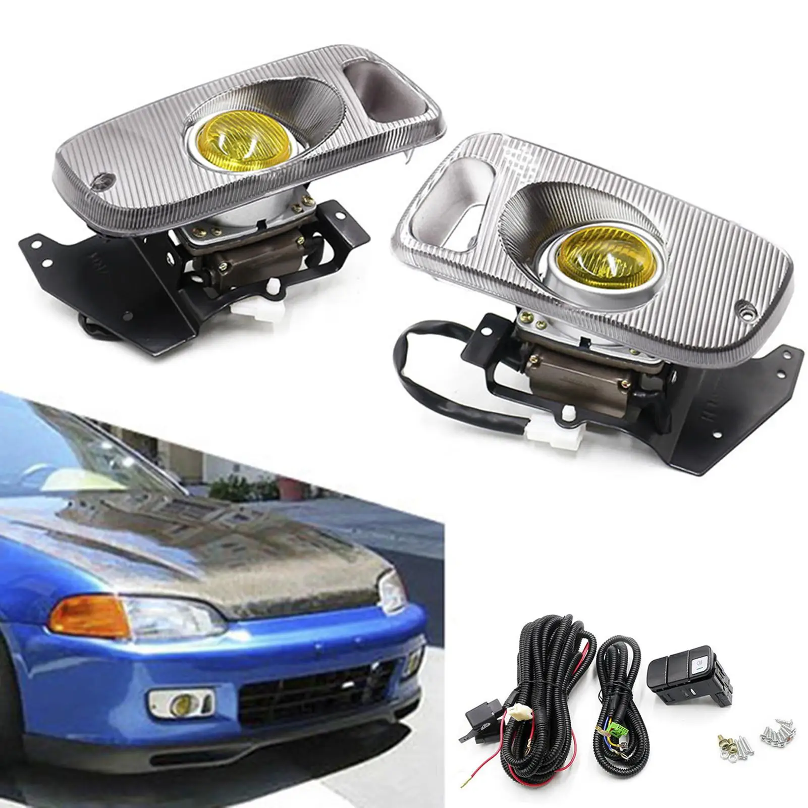 2Pcs 55W 3000 3500K 12V Waterproof Car Front Fog Lamps Halogen Lights for Honda Civic 1992 1995 Hatchback Replacement