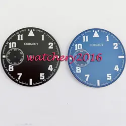 38.9mm Corgeut Black blue Dial Luminous mark Fit eta 6497 ST36 Movement