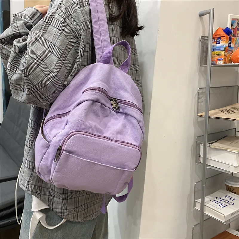 

Schoolbag female college student Korean Harajuku ulzzang washed old canvas backpack ins retro travel backpack