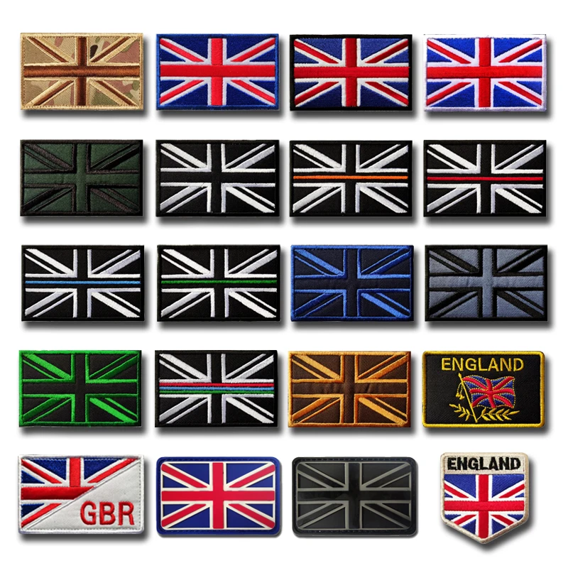 Reino unido bandeira bordado inglaterra remendo pvc gancho loop grã-bretanha nacional reino unido gb bandeiras remendos bordados emblemas