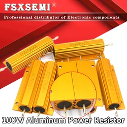 RX24 100W di Potenza In Alluminio Metallo Borsette Caso Filo Avvolto Resistenza di 0.01 ~ 200K 0.33 0.5 1 2 5 6 8 10 20 50 100 120 200 300 1K 5K 10K ohm