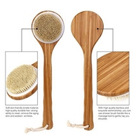 Long Wooden Handle Bathroom Body Back Shower Head Bristle Scrubber Hot Spring Scrubbing Home Shower Tool 1pc