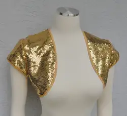 Bridal Wedding Party Silver or Gold Sequin Bolero Shrug Short Sleeves Women's Cape Party Elegant Woman Shawl Made to Order