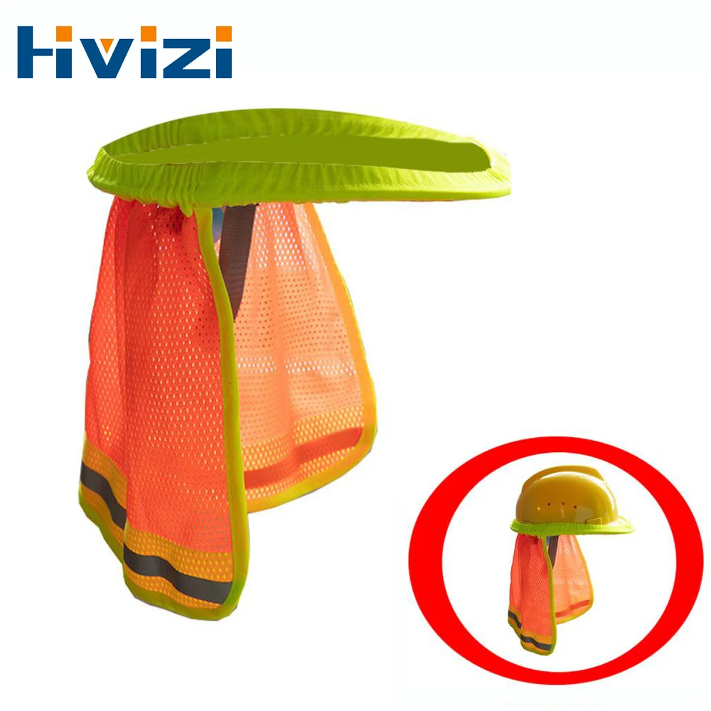 Hi Viz Reflective Safety Sunshade Outdoor Construction Safety Hard Hat Sun Shade Neck Shield Neck Protective Helmets Shield