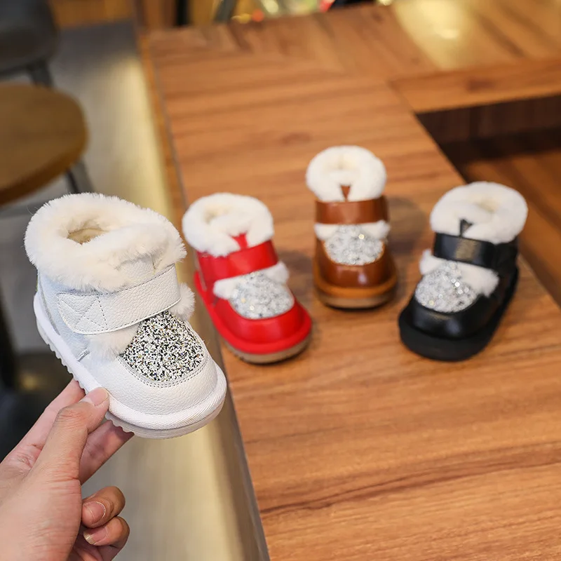 Winter Kids Girls Cotton Shoes Baby Boots 0-3 Years Old Infant Snow Boots Fashion Plush Velvet Thick Toddler Shoes Children