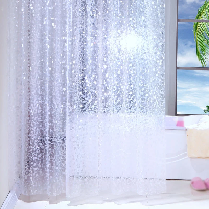 

Translucent PEVA Bathroom Curtains Waterproof Mildew Cobblestone Pattern 3D Shower Curtain with Hooks Accessories for Bath