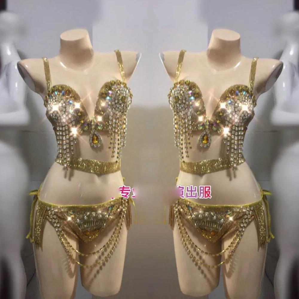

Bar ladies bellydancing costumes Sparkly Gold belly dance costume Sexy stage show bikini wear bellydance clothes