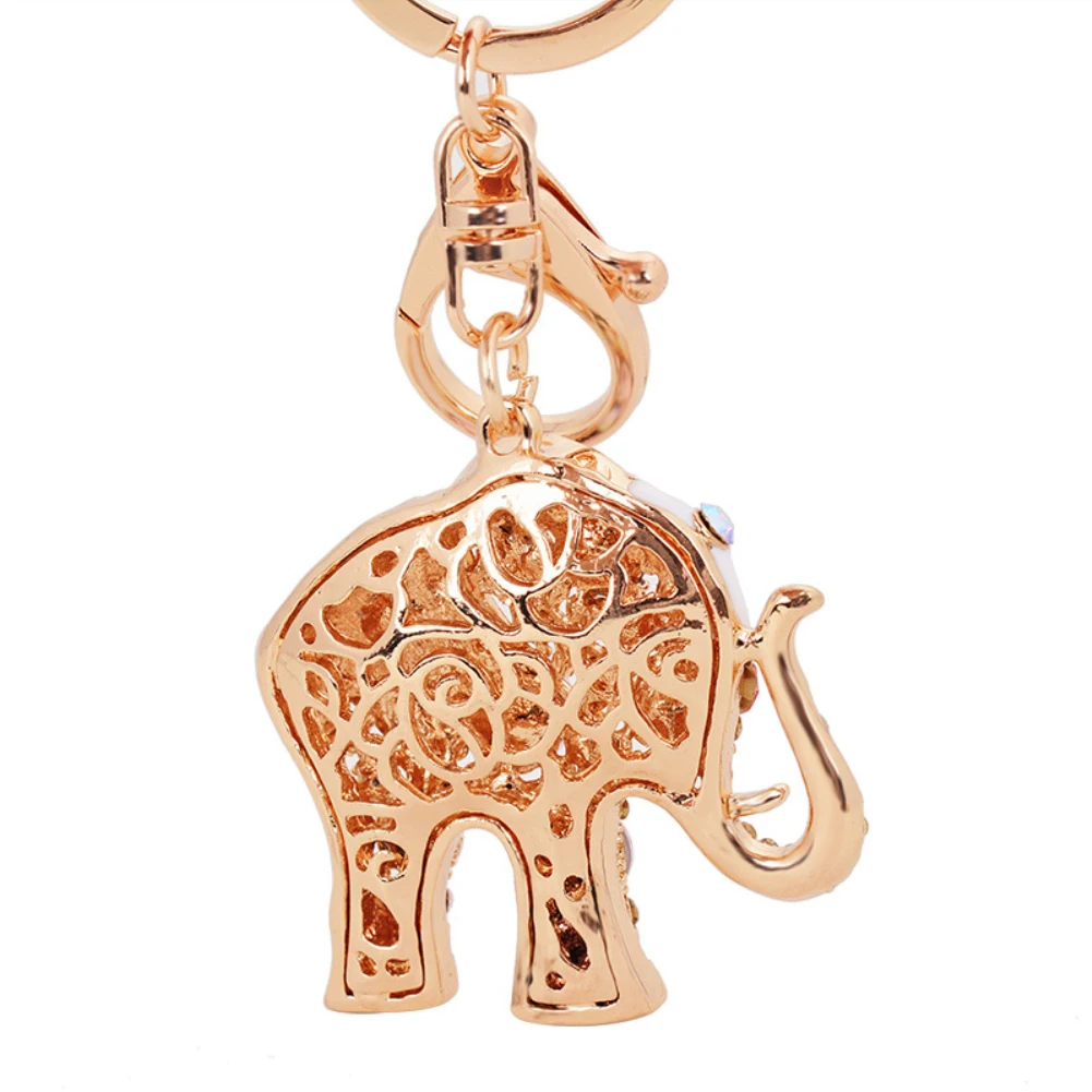 Bling Rhinestone śliczny słoń brelok do kluczy torebka z pierścieniem prezent wisiorek klucz torebka z łańcuszkiem wisiorek samochód pierścień wisiorek biżuteria — zdjęcie 7