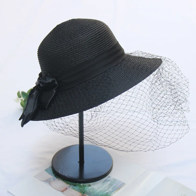 New Arrival Black Tulle Hats Base With Birdcage Veil Bridal Veils Occasion Hair Accessoires Cocktail Hats