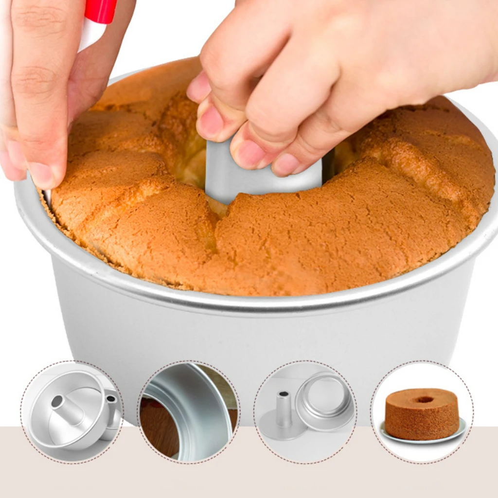 Hollow Chiffon Cake Mold Angel Food Cake Pan Baking Mould 8 inch chimney Aluminum Alloy Baking Cake Pan