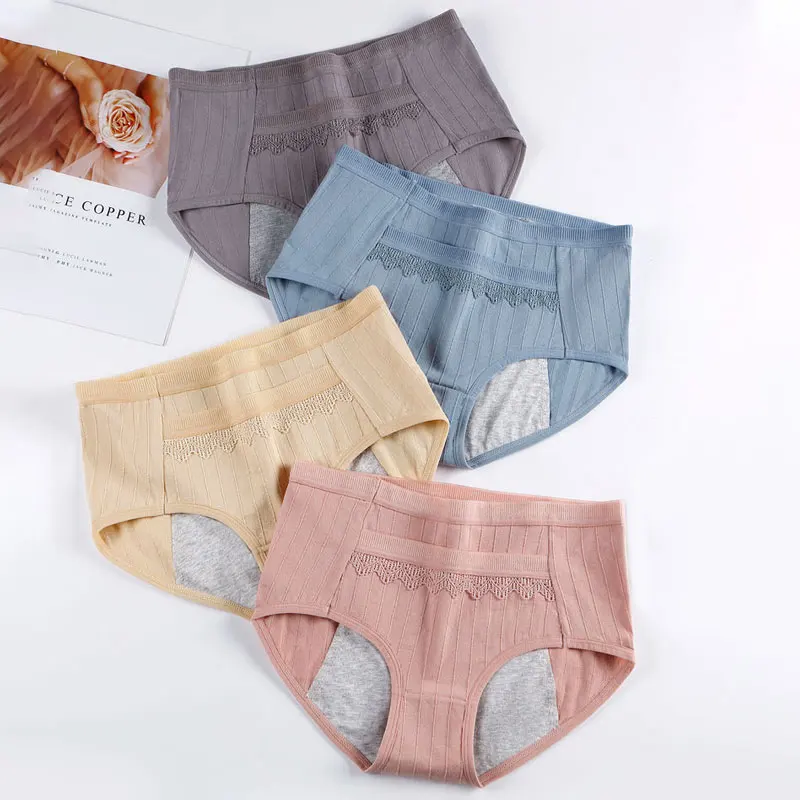 Mutandine mestruali in cotone con tasca per le donne periodi a tenuta stagna mestruazioni mensili slip da donna intimo Plus Size Panty