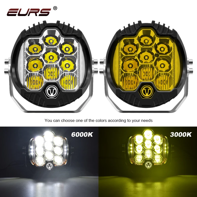 2PCS 7inch LED Light 90W Work Light FLood Spot Off Road Driving Light 8000LM Yellow White Spotlight DRL for Jeep Truck ATV SUV