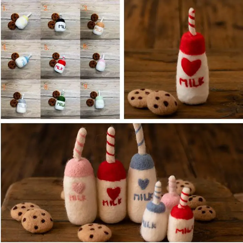 Newborn Photography Props Felt Feeding-bottle Mini Props Cookies Baby Photo Hsoot Accessories Creative Props