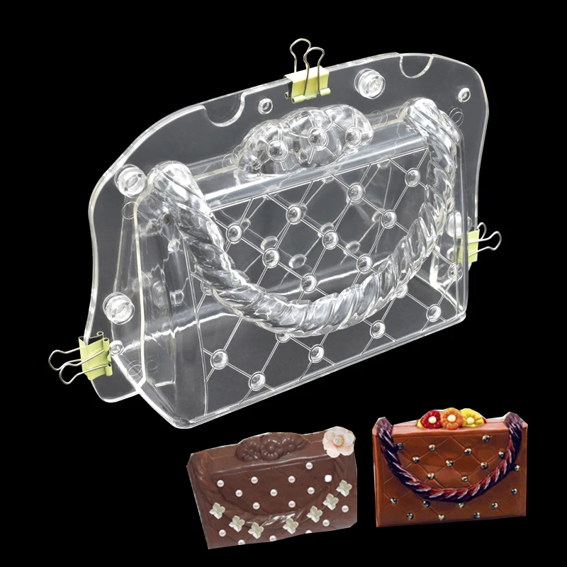 Polycarbonate Mold DIY Plastic Chocolate Mould 3D Handmade Cake Lady Bag Chocolate Mold Bag Fondant Candy Cake Decorating Tools