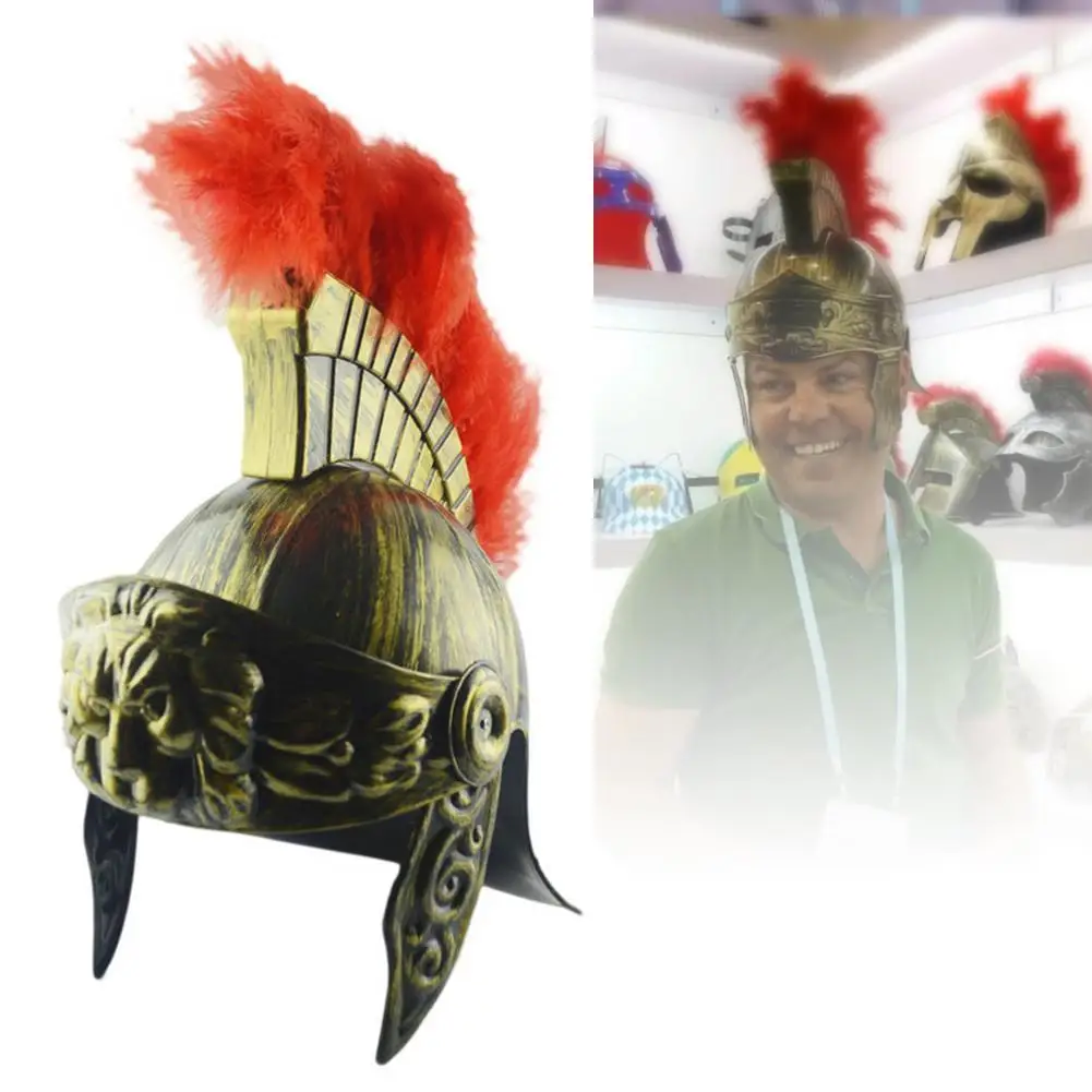 Samurai Helmet Plastic Spartan Hat Environmentally Friendly And Durable Medieval Ancient Roman Vintage Helmet Feather Lion Cap