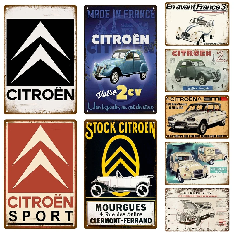 

Citroen 2CV Retro Decorative House Metal Sign Plate Posters On The Wall Tin Sign Vintage Poster Decor Wall Art Room Decoration