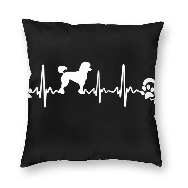 Poodle Heartbeat Cushion Cover Double-sided Print Cute Pudel Caniche Dog Floor Pillow Case for Car Pillowcase Home Decorative