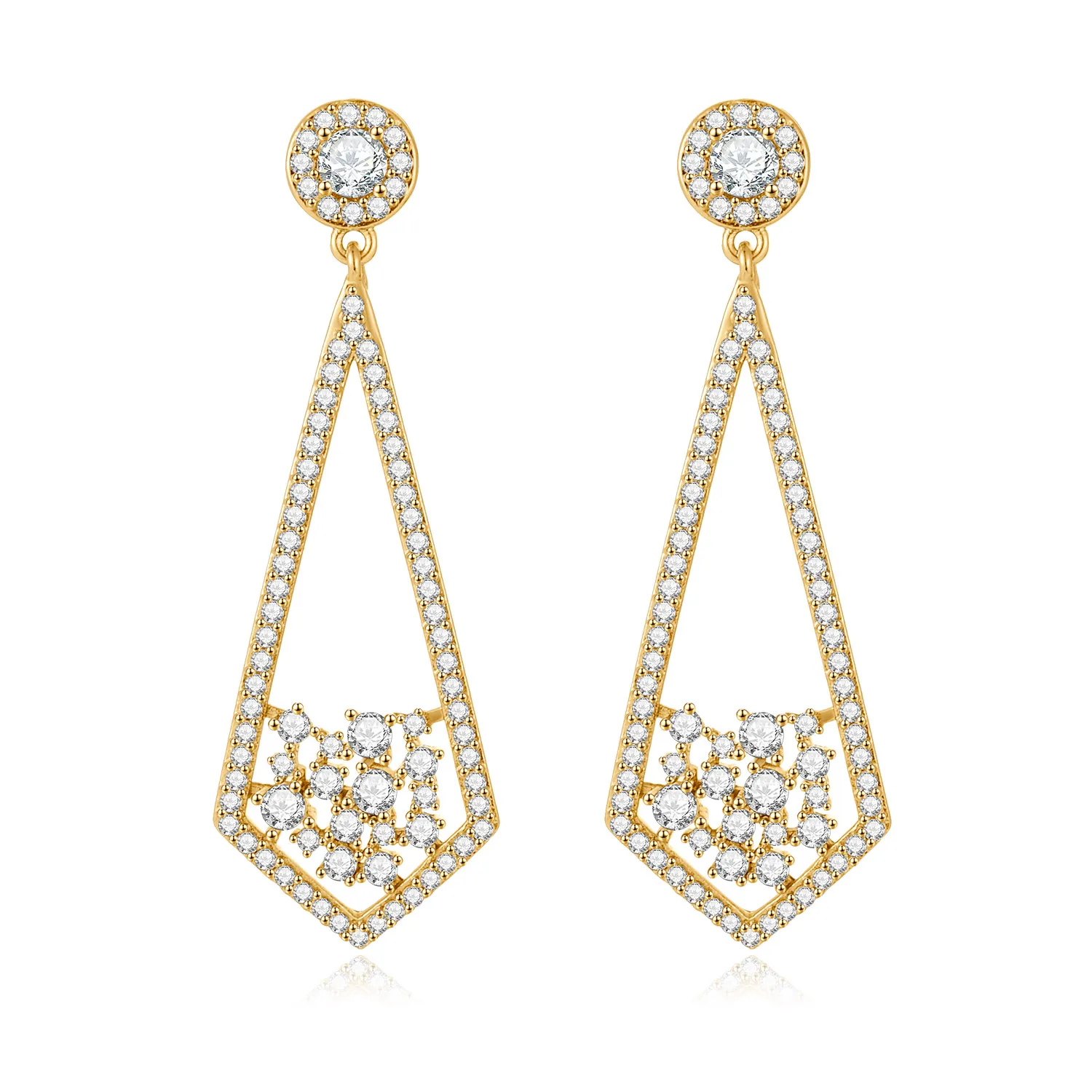 

Trendy Luxury Sparkling Cubic Zirconia Women Dangle Earrings For Wedding Korean New Simple Geometry Female Jewelry