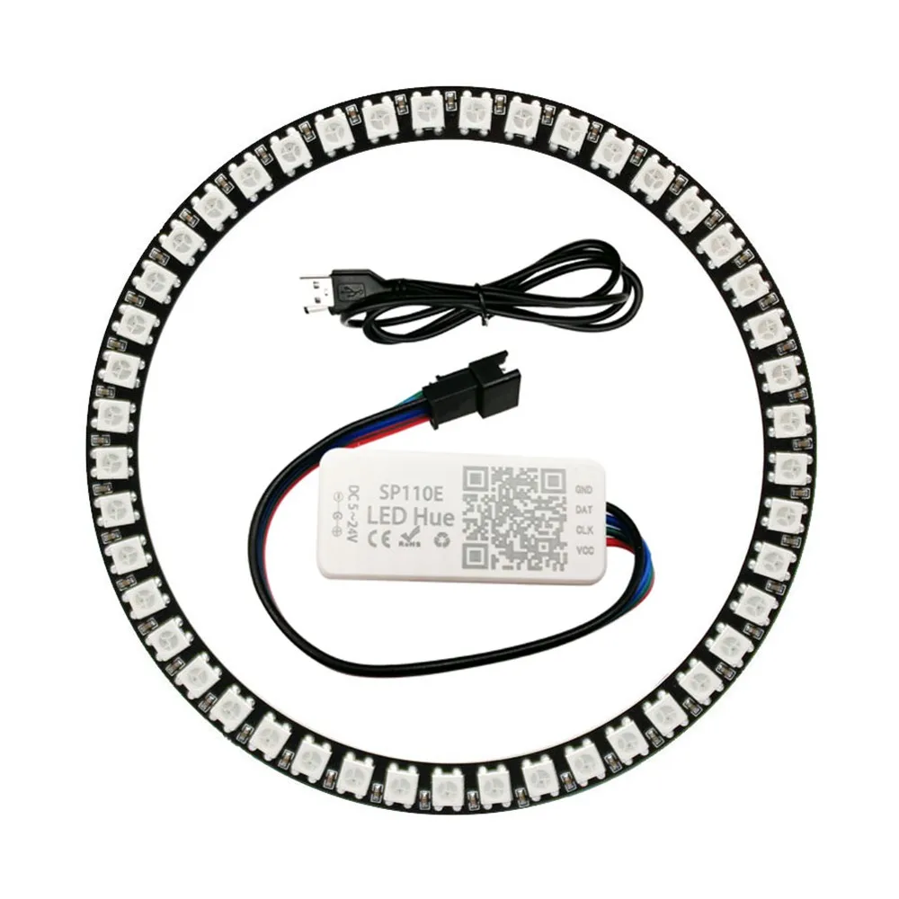 WS2812B Led 8/16/24/35/45Leds Pixel SP110E Controller Kit Gyverlamp RGB Ring Individul AddressabIe WS2812 IC BuiIt-in Lights