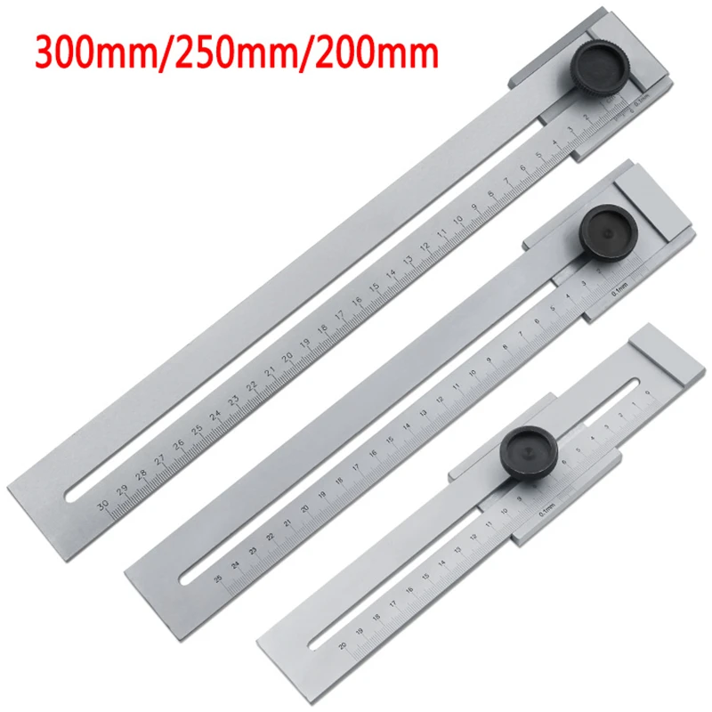 Portable Marking Gauge 200mm 250mm 300mm Woodworking Carpenter Measuring Ruler Wood Measuring Ruler Profile Marking Tools