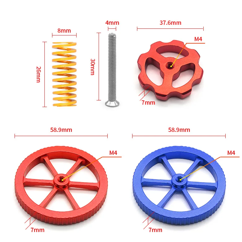 1Set/Pack 3D Printer Parts Heated Bed Spring Leveling Kit Adjustment Nut+Springs+ Screw Heatbed Kit For CR-10 Ender 3 MK3 Hotbed