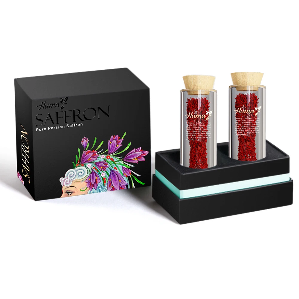 Custom logo printing rigid paper safron saffran saffron bottle jar packaging box luxury saffron gift box