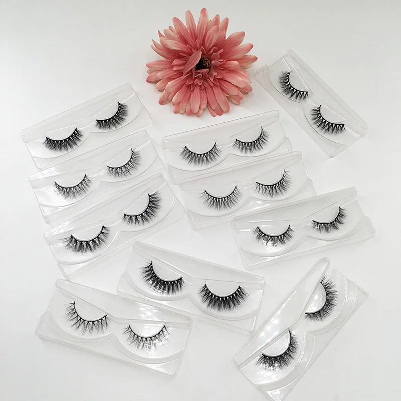 Short False Mink Eyelashes Rectangle Paper Box 100% Real Mink Full Strip 10mm 12mm Lashes