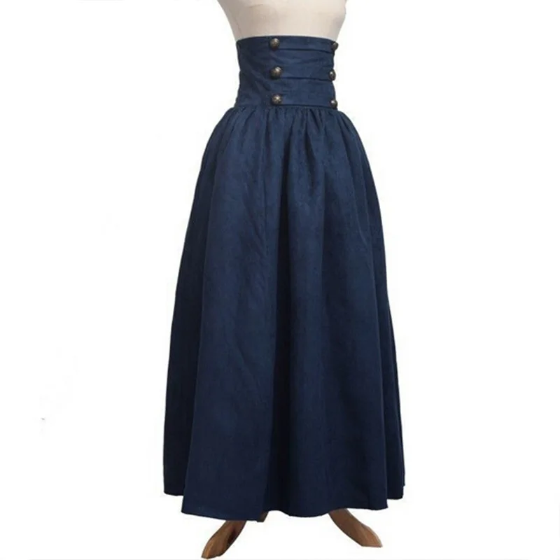 

Woman Medieval Elegant Skirt Solid color Hight Waist Middle Ages Renaissance Costumes Vintage Swing Pleated Skirts Maid Costumes