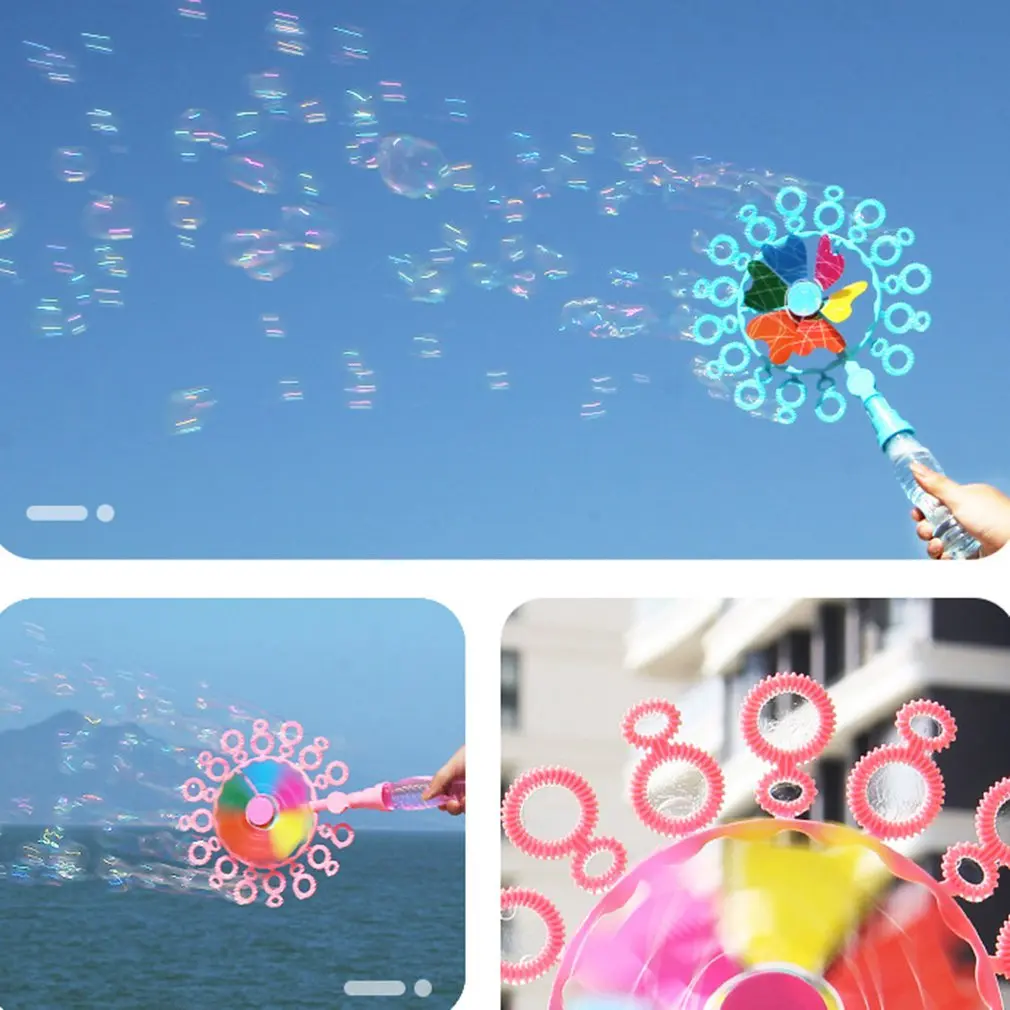 Magic Windmill Bubble Machine Toy Windmill Bubble Machine Blowing Bubbles Children's Toys Outdoor Fun Toys Kids Birthday Gift