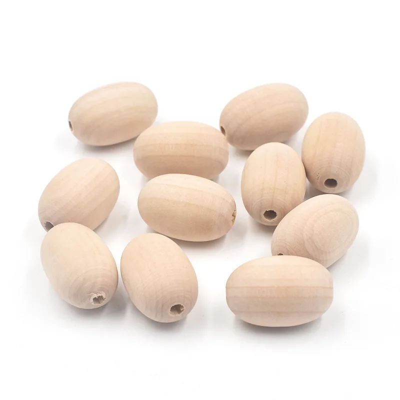 DIY 10Pcs/Pack 20*30mm Natural Color Oval Shape Wooden Beads Loose Beads Handmade Custom Fashion Charm Crafts Accessories