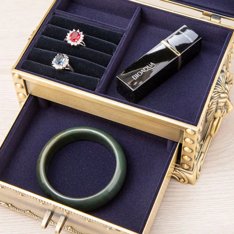 Creative Zinc Alloy Jewelry Box With Lock Vintage Jewelry Trinket Box for Valentine Wedding Christmas Birthday Gift Home Deco