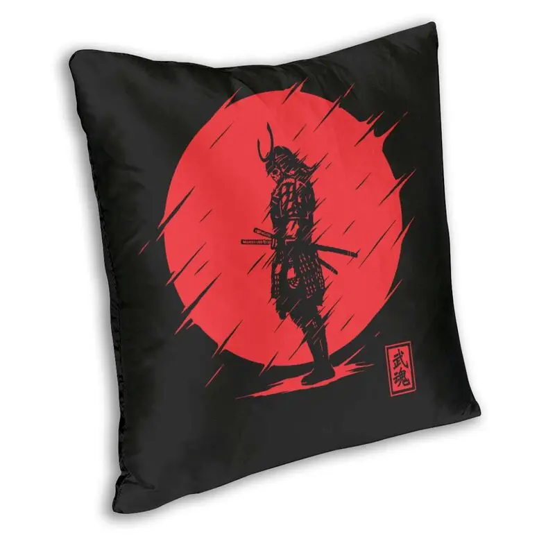 Samurai Spirit Square Pillow Case Home Decoration Red Sun Japanese Armor Warrior Sofa Cushion Cover Throw Pillow For Living Room