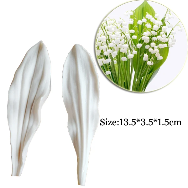 Lily of the Valley Leaf Silicone Mold Fondant Cake Decorating Chocolate Moulds, Sugarcraft Tools M2113