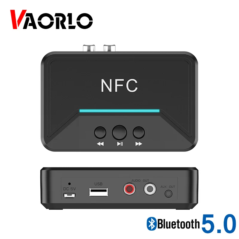 VAORLO NFC 5.0 Bluetooth Receiver A2DP AUX 3.5mm RCA Jack USB Smart Playback Stereo Audio Wireless Adapter For Car Kit Speaker