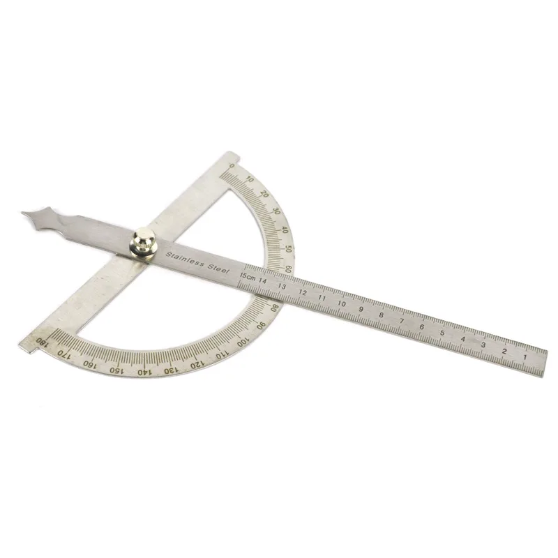 High quality 180 degree semicircular protractor angle ruler 0-150mm divider stainless steel angle gauge wood ruler