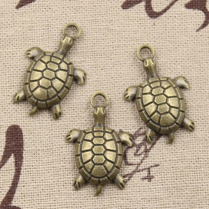 12pcs Charms Tortoise Turtle Sea 26x17mm Antique Bronze Silver Color Plated Pendants Making DIY Handmade Tibetan Finding Jewelry