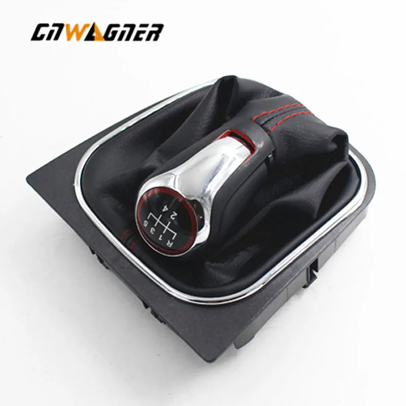 5 Or 6 Speed Chrome Car Gear Shift Knob With Leather Boot Lever For volkswagen VW Golf Golf 5 6 MK5 MK6 for Jetta MK6 2004-2011