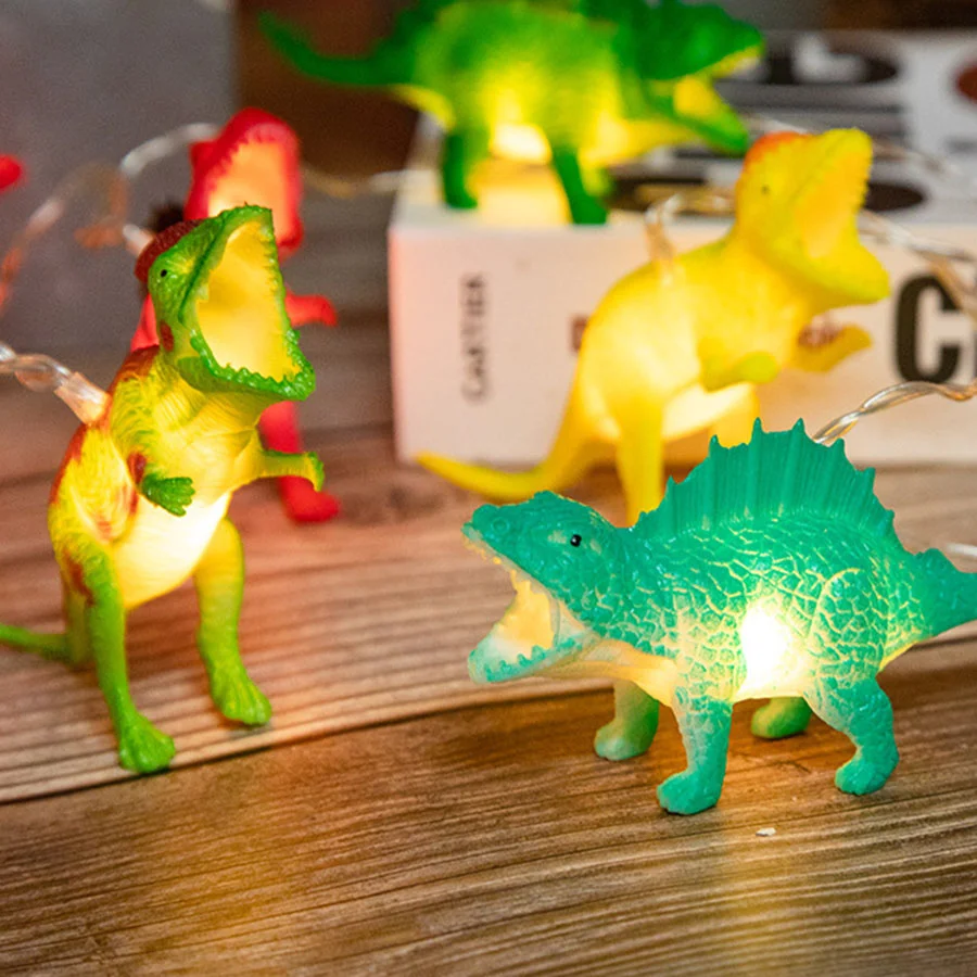 10/20LED Dinosaur Christmas String Light festa di compleanno fata luci giocattoli per bambini regalo dinosauri ghirlanda per bambini camera dei bambini