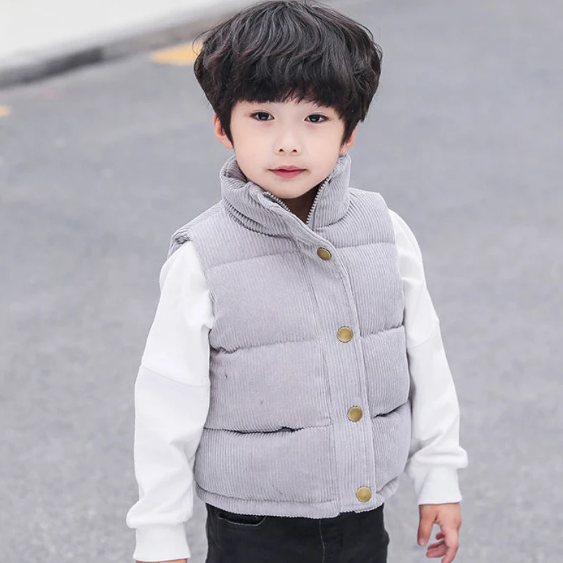 Winter keep warm jacket vest boys and girls 2-8 years old corduroy fabric padded leisure coat fashion sports children's clothing