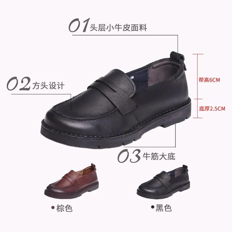 Mocassini scarpe da donna in pelle scarpe basse da donna Casual scarpe da donna in vera pelle Slip On scarpe pigre tacchi bassi morbidi nero