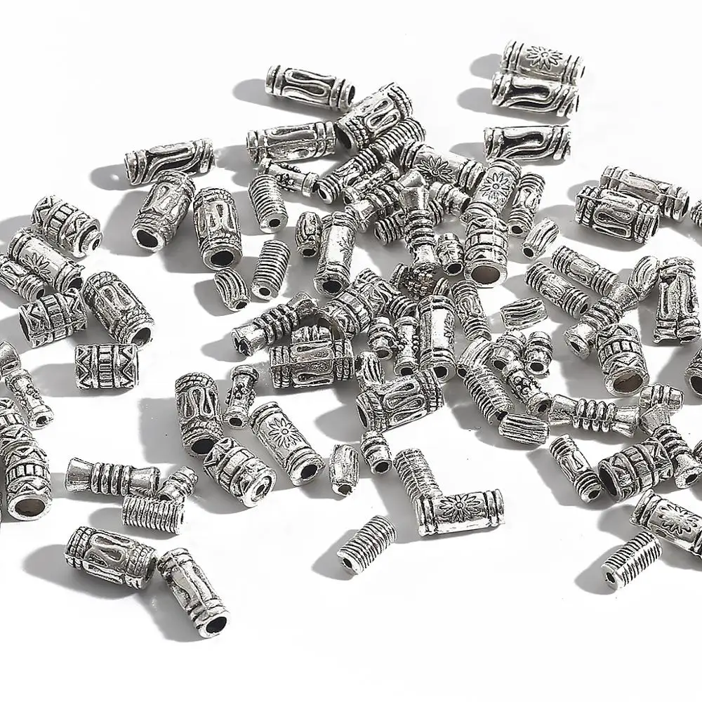 Hot Sale 50-100pcs/lot Antique Silver Color Loose Spacer Beads For Jewelry Making Diy Bracelet Acessories Needlework Supplies
