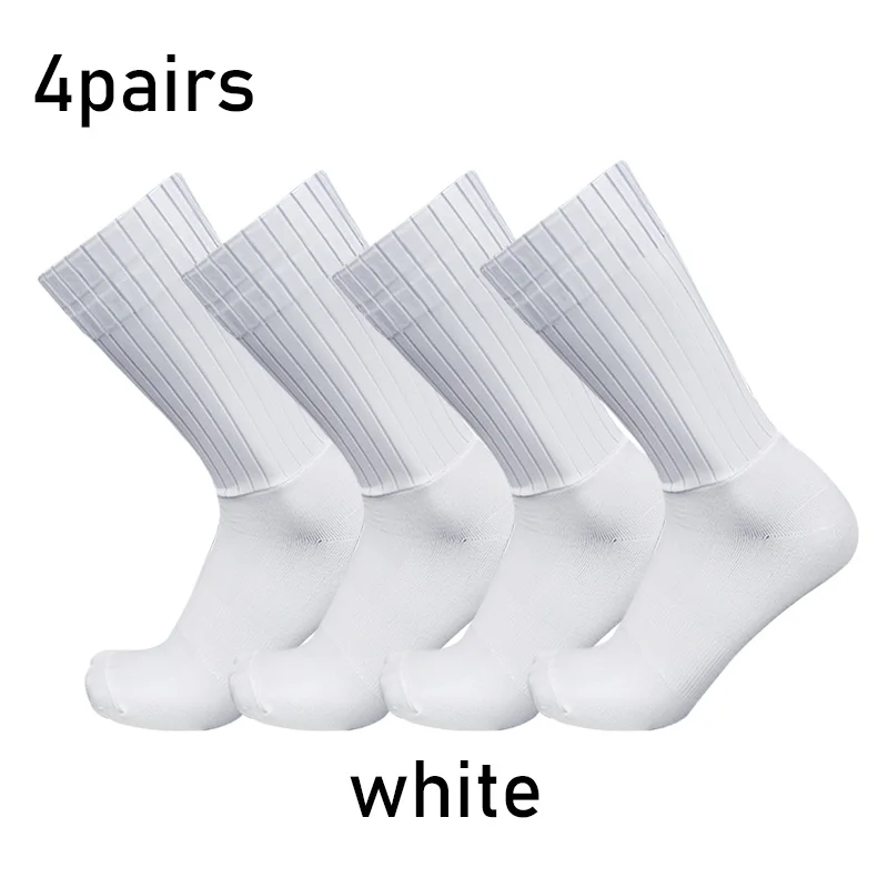 4pairs/set Aero Pure Color Cycling Sports Socks Silicone Non-slip Pro Racing Bicycle Socks Summer Cool Calcetines Ciclismo