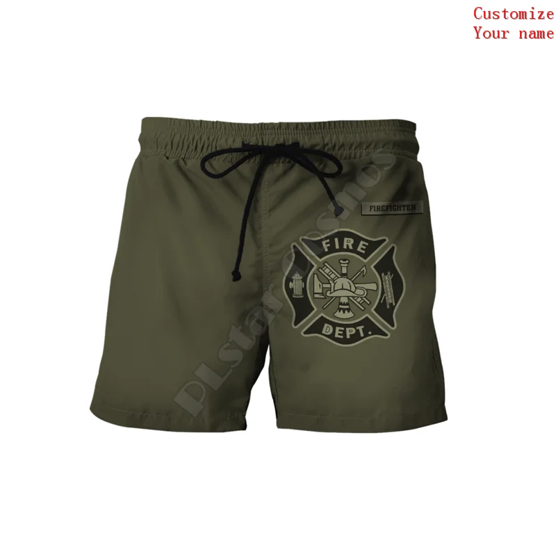 Pantalones cortos informales para hombre y mujer, pantalón con estampado 3D de bombero Premium, Verano