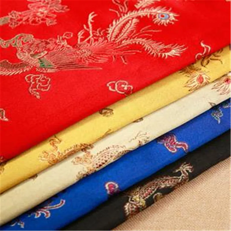 ผ้าโพลีเอสเตอร์ผ้า Dragon และ Phoenix รูปแบบผ้า Jacquard จีนแบบดั้งเดิมชุดแต่งงาน