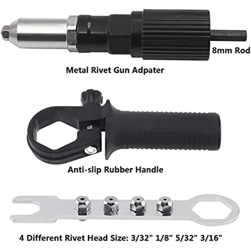전기 리벳 건 너트 리벳팅 도구, 무선 리벳팅 드릴 어댑터, 인서트 리벳 너트 도구, 다기능 네일 자동 리벳 세트